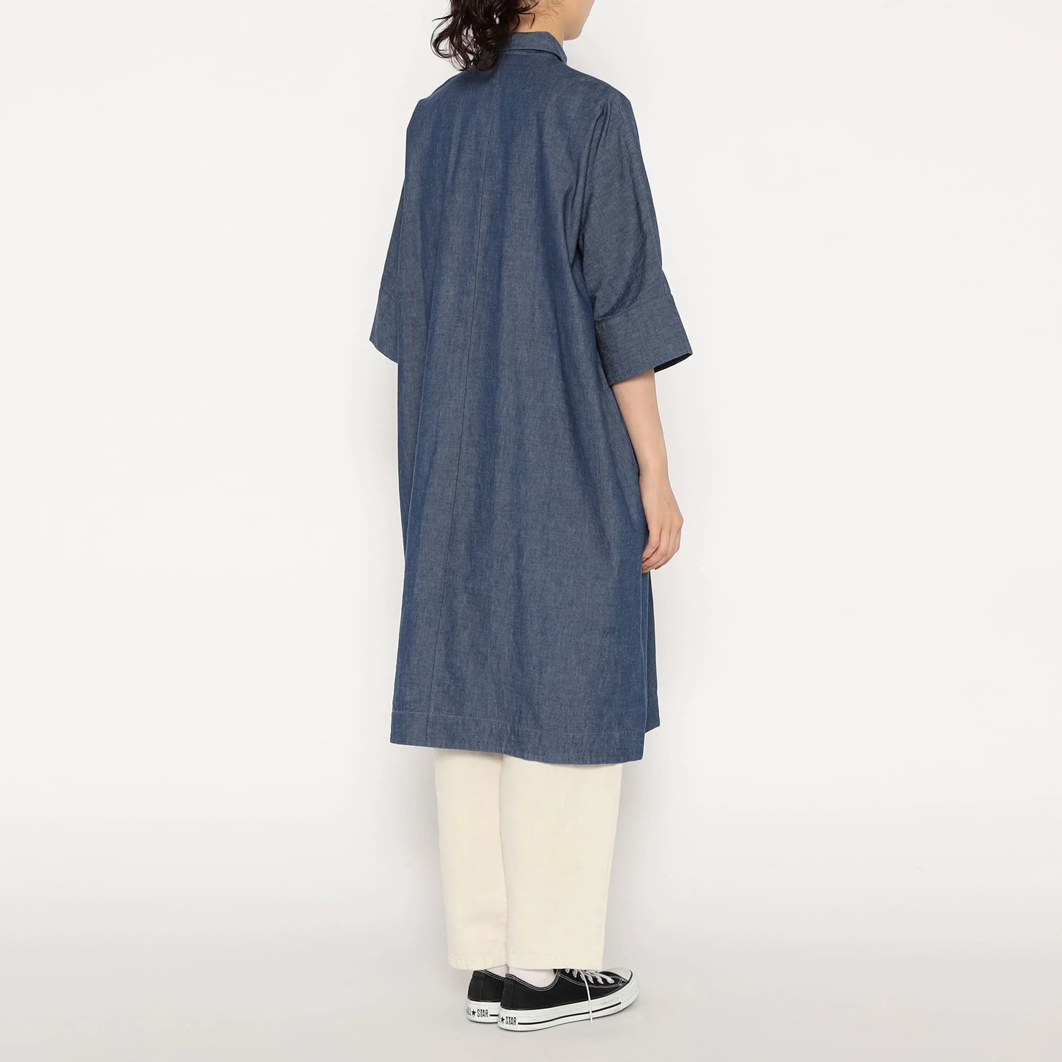 Women's Cotton Chambray Work Shirt Dress - Image 7