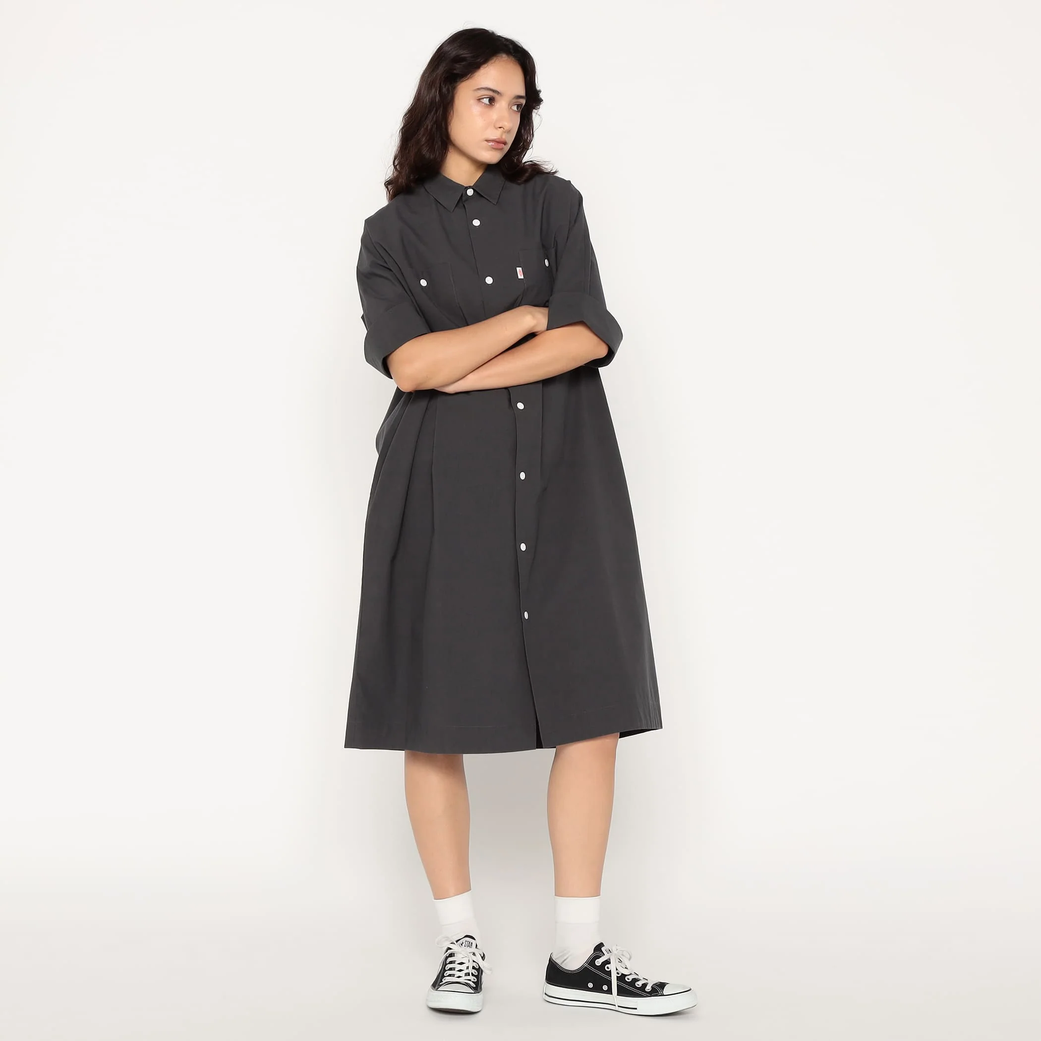 Women's Cotton Poplin Work Shirt Dress - Image 3
