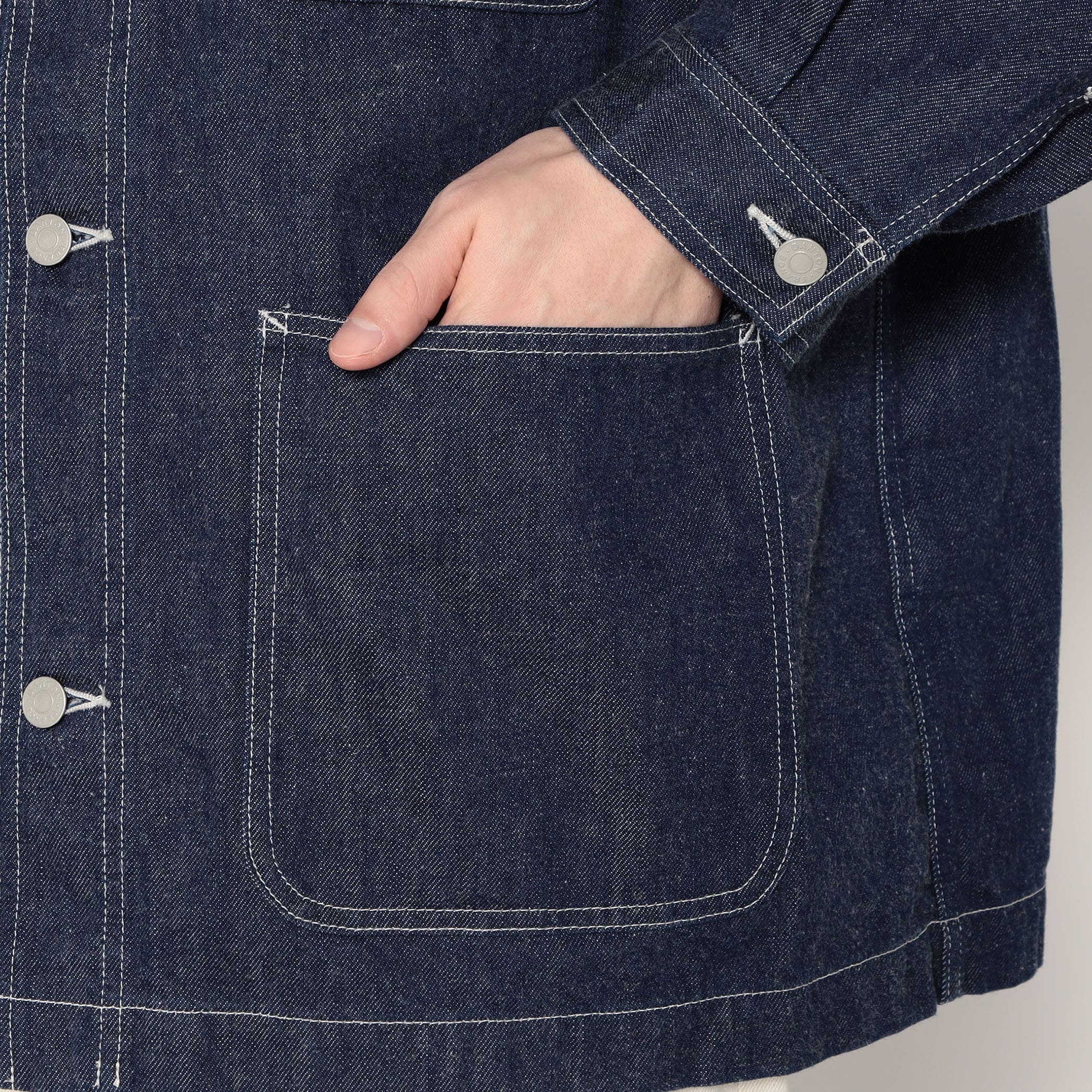 Men's Denim Collarless Jacket - Image 10
