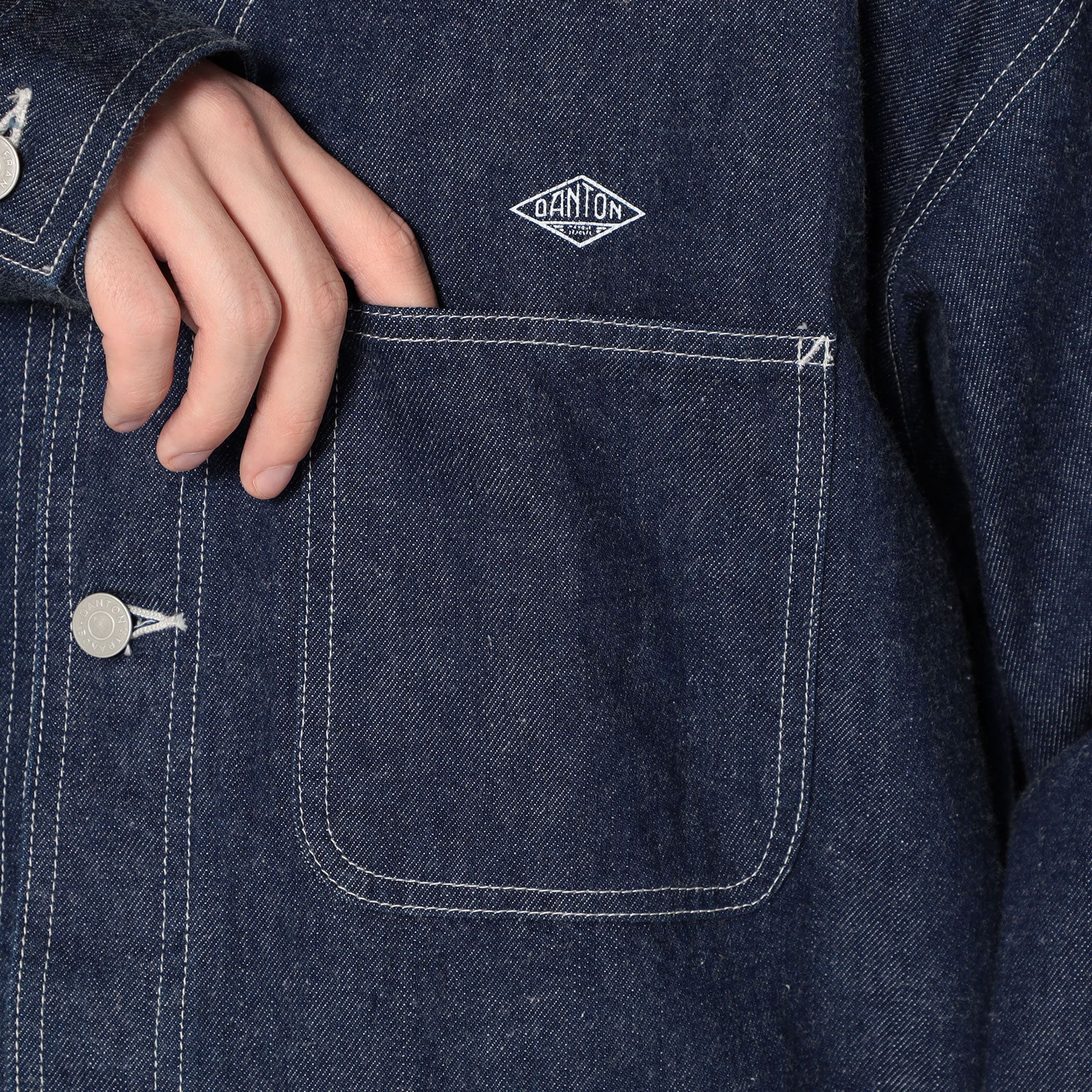 Men's Denim Collarless Jacket - Image 11