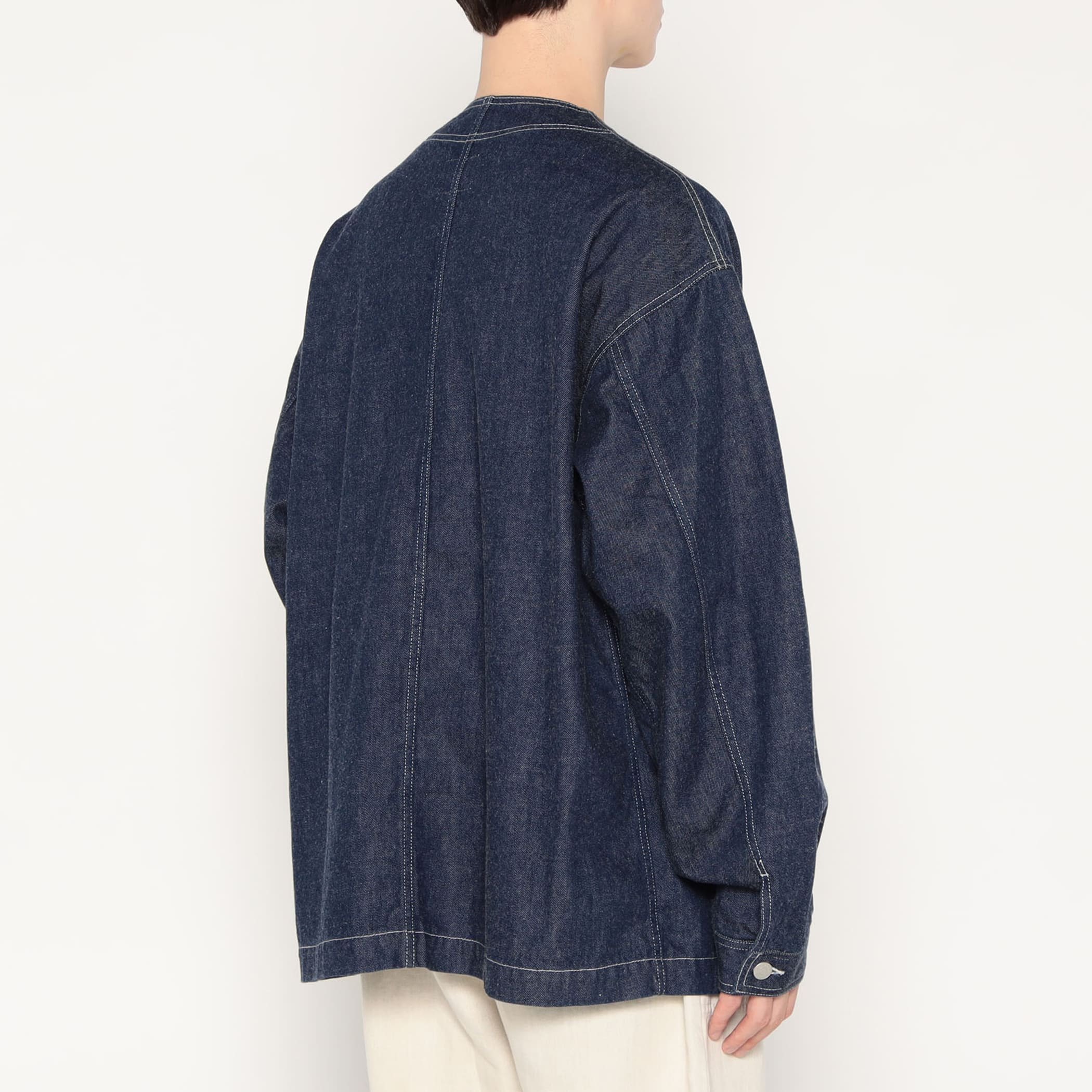 Men's Denim Collarless Jacket - Image 5