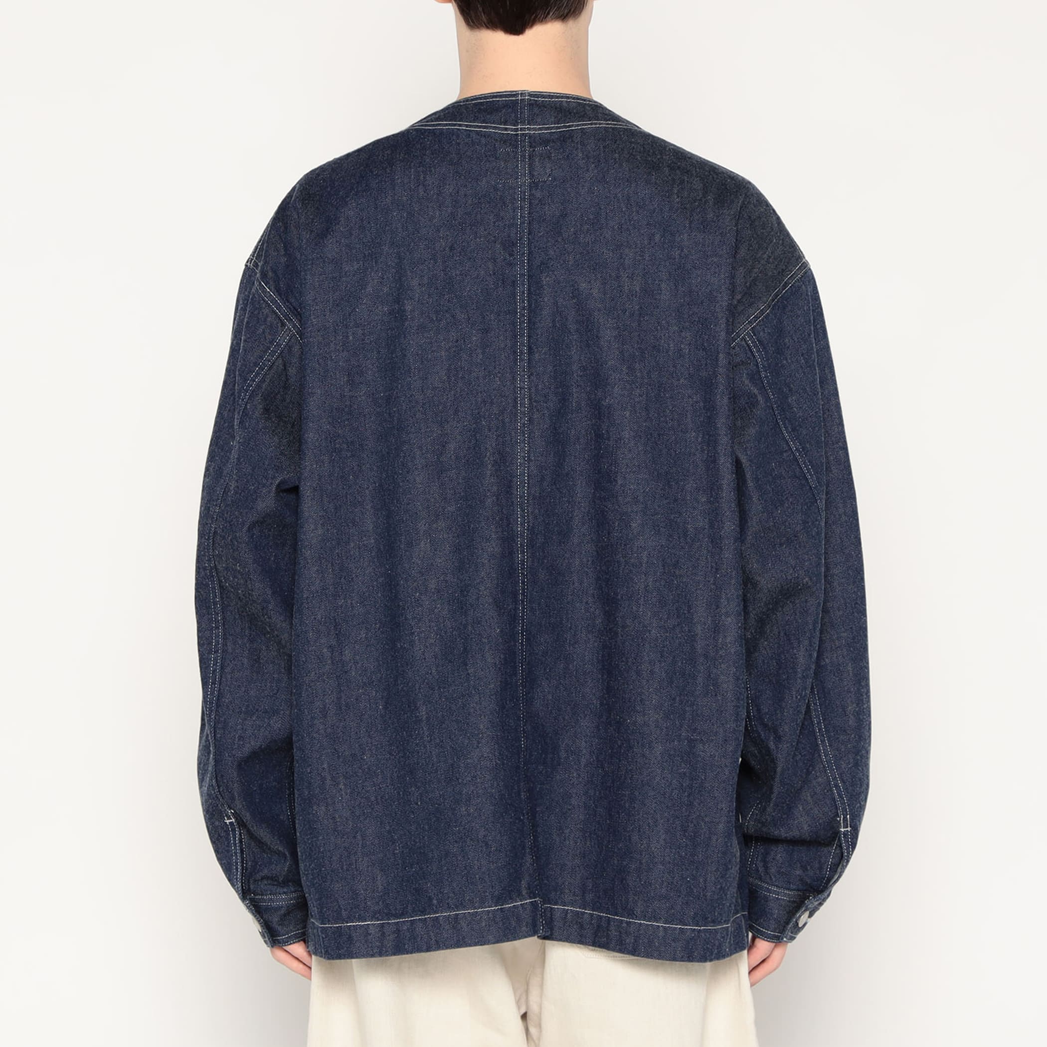 Men's Denim Collarless Jacket - Image 6