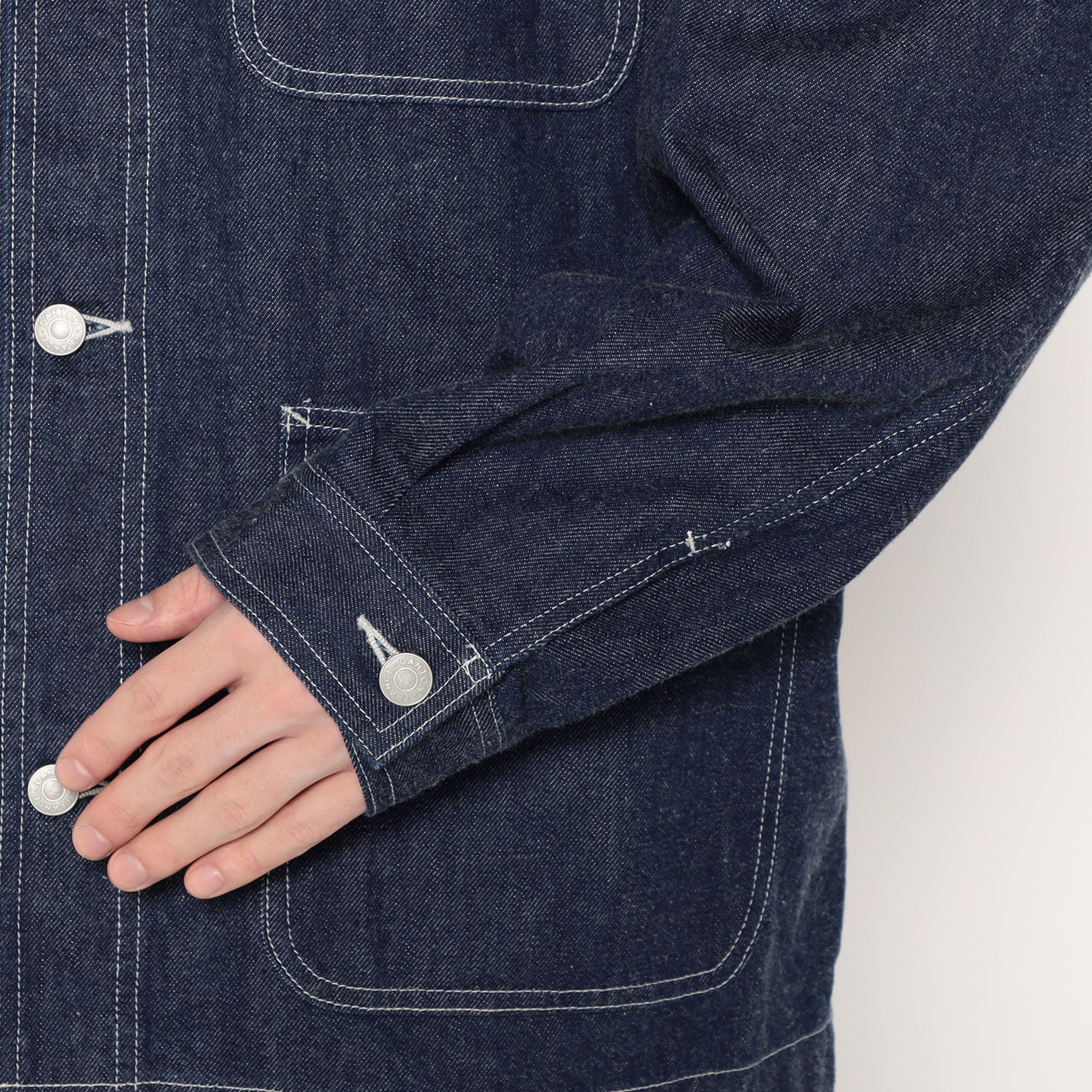 Men's Denim Collarless Jacket - Image 8