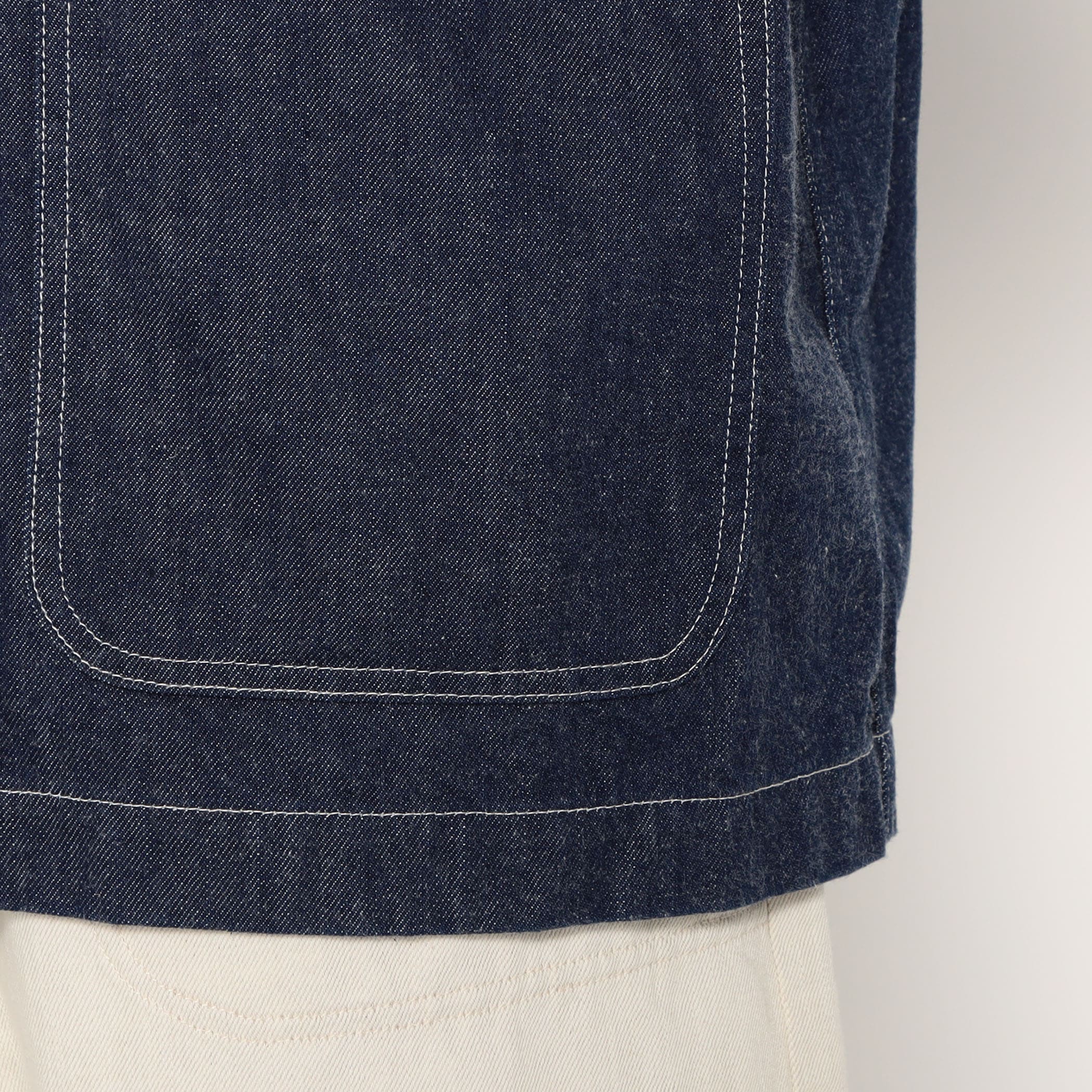 Men's Denim Collarless Jacket - Image 9