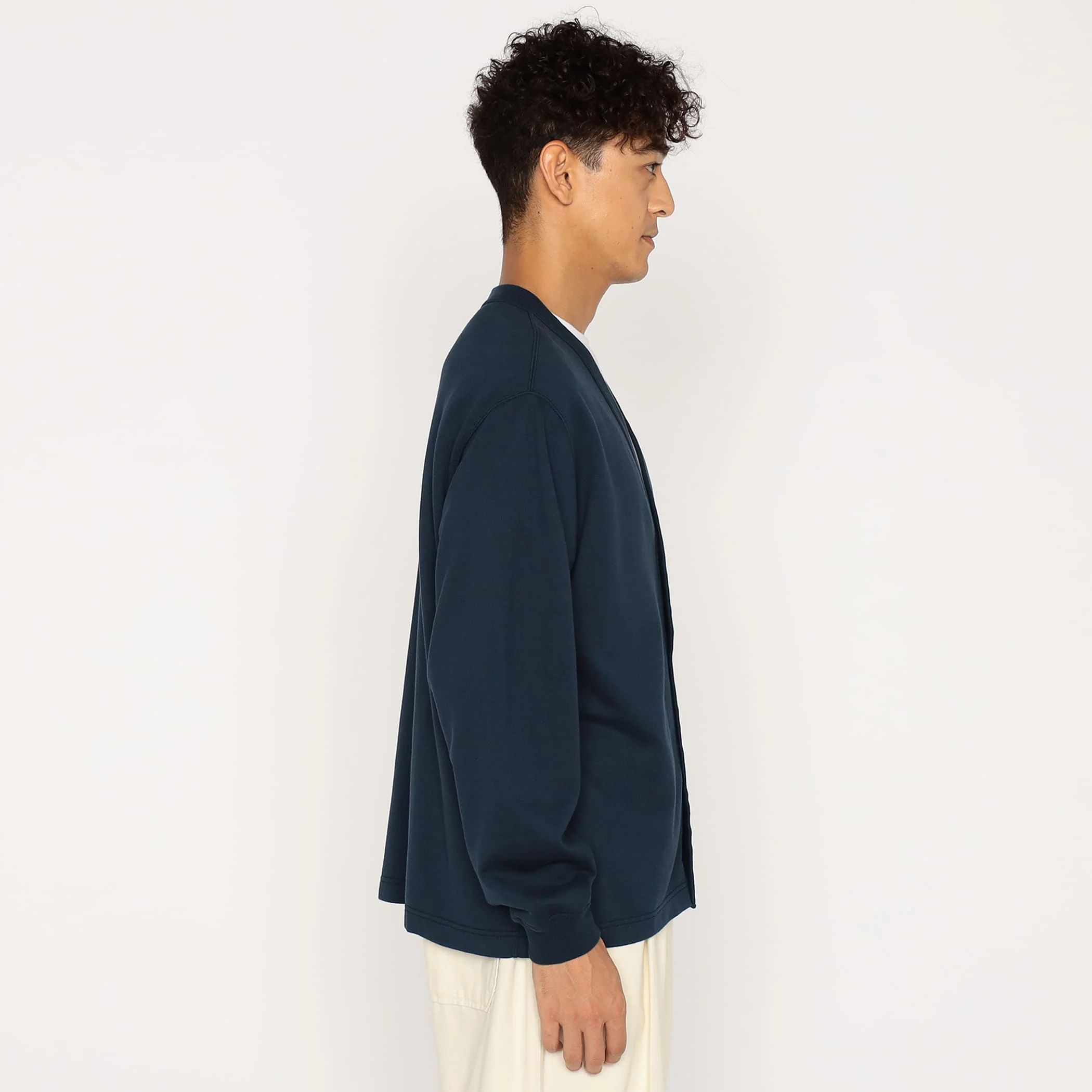 Men's Cotton Terry V-neck Cardigan - Image 3