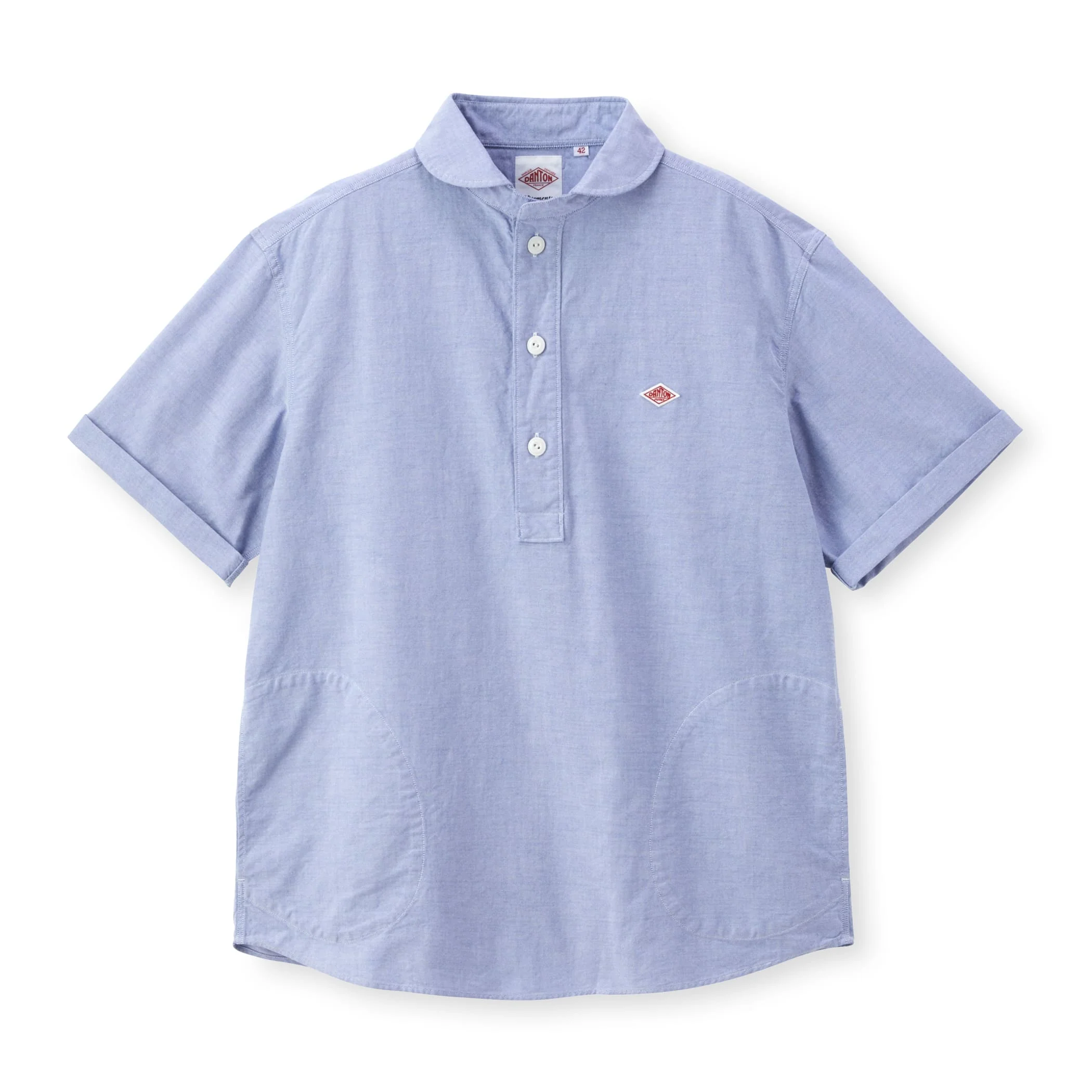 Men's Oxford Round Collar Short Sleeve Pullover Shirt