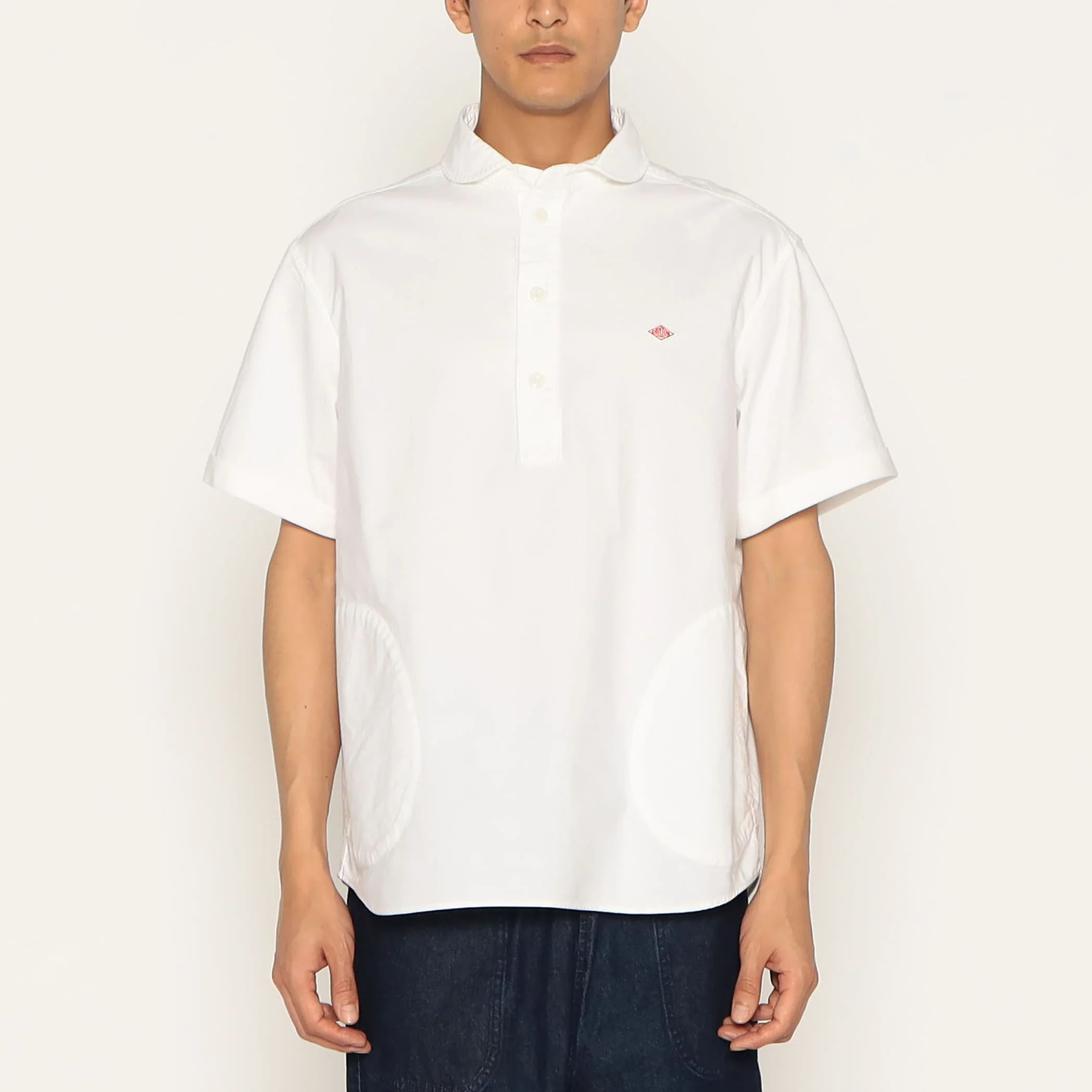 Men's Oxford Round Collar Short Sleeve Pullover Shirt - Image 14