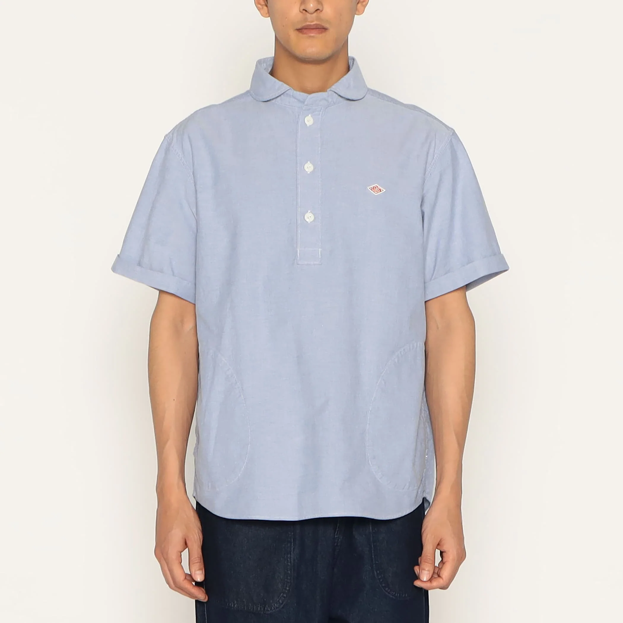 Men's Oxford Round Collar Short Sleeve Pullover Shirt - Image 2