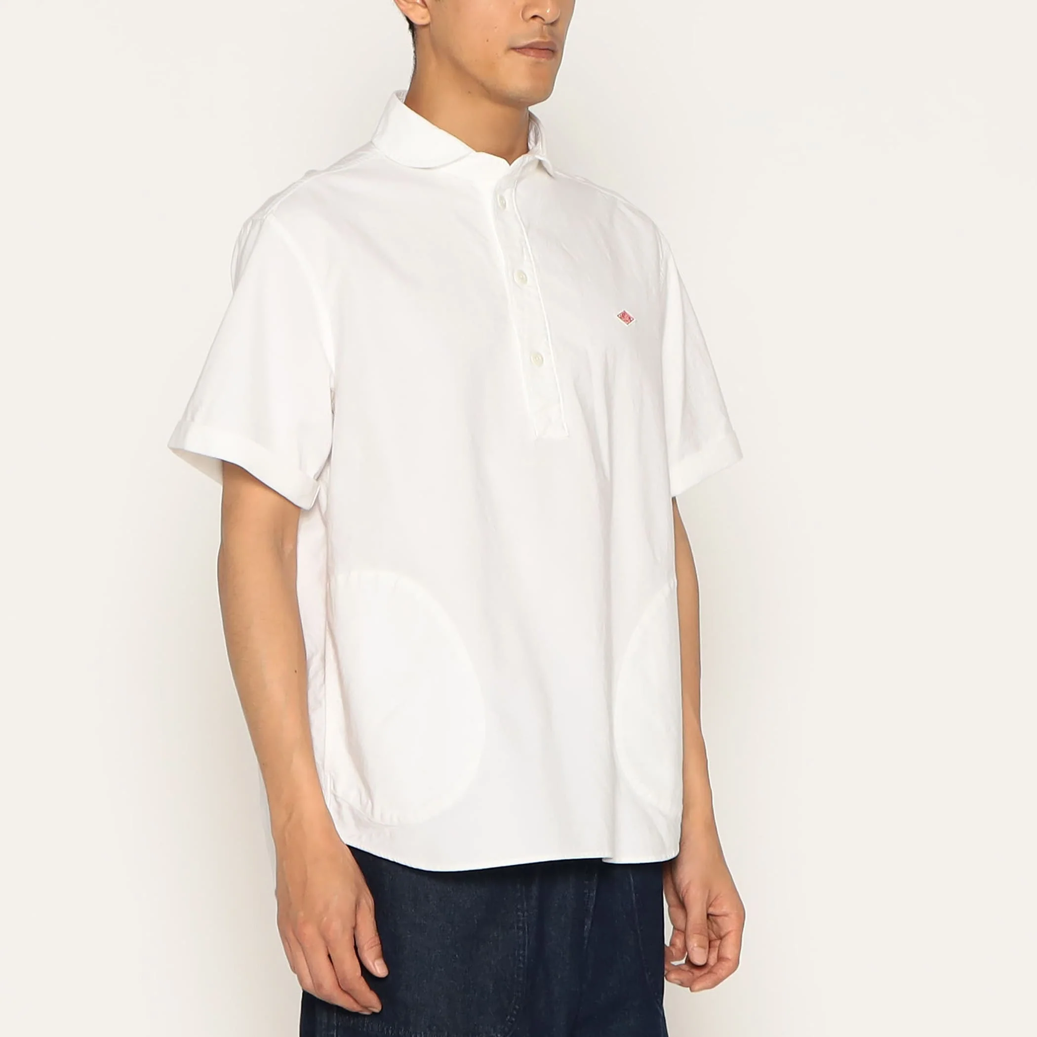 Men's Oxford Round Collar Short Sleeve Pullover Shirt - Image 3
