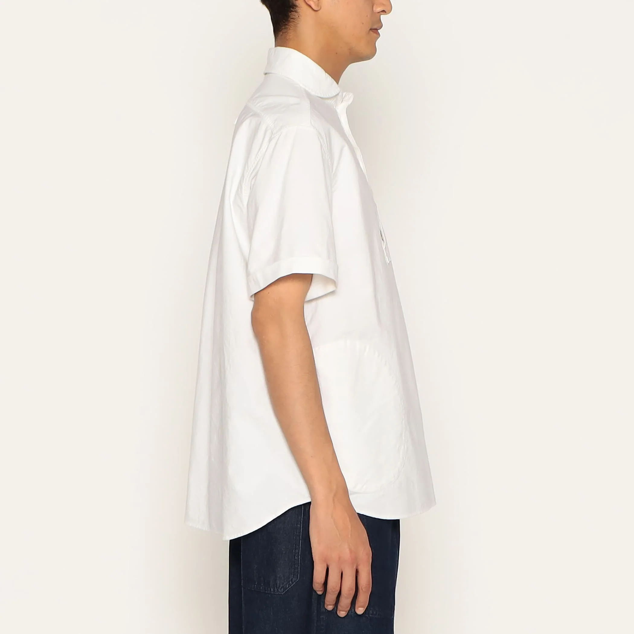 Men's Oxford Round Collar Short Sleeve Pullover Shirt - Image 4
