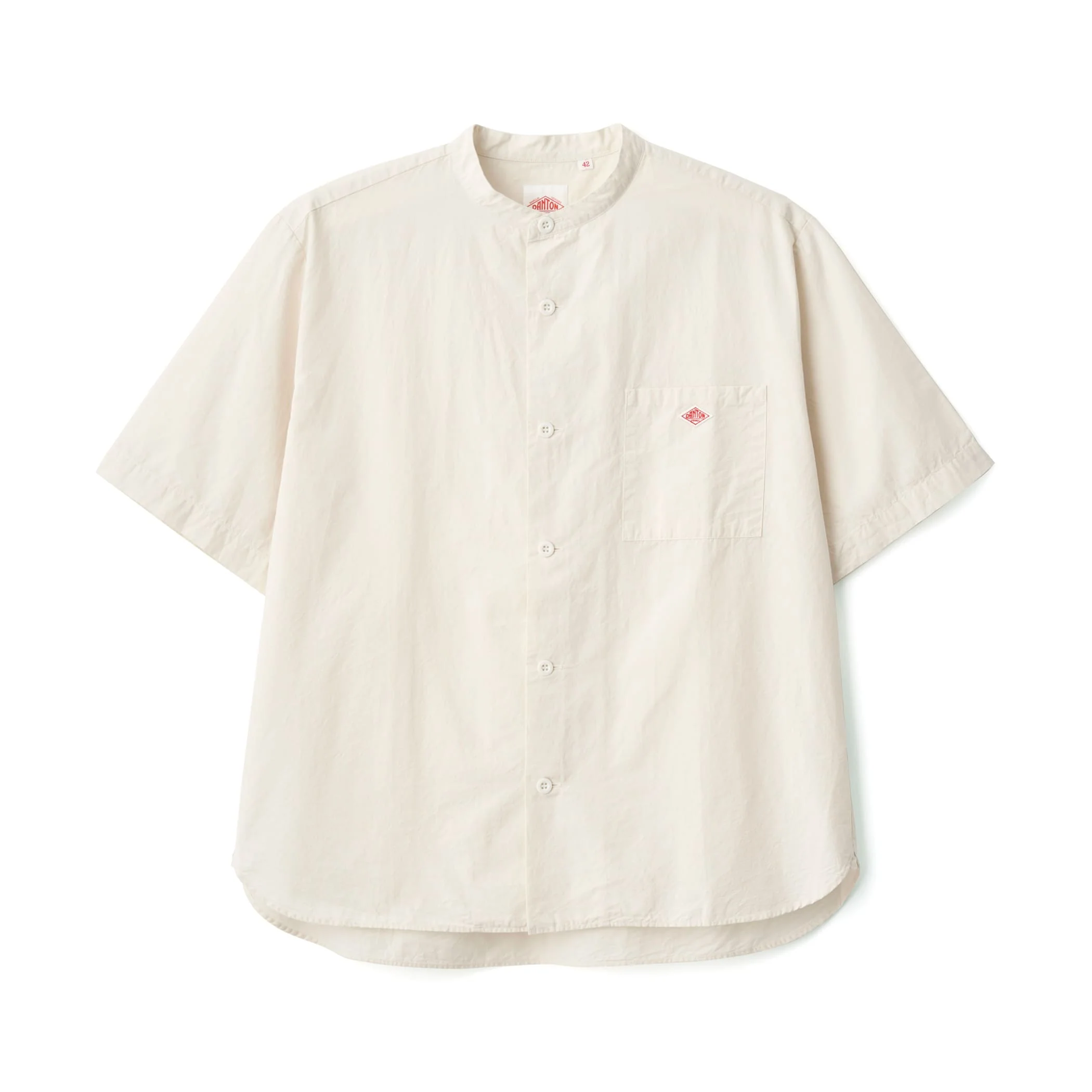 Men's Cotton Linen Short Sleeve Band Collar Shirt