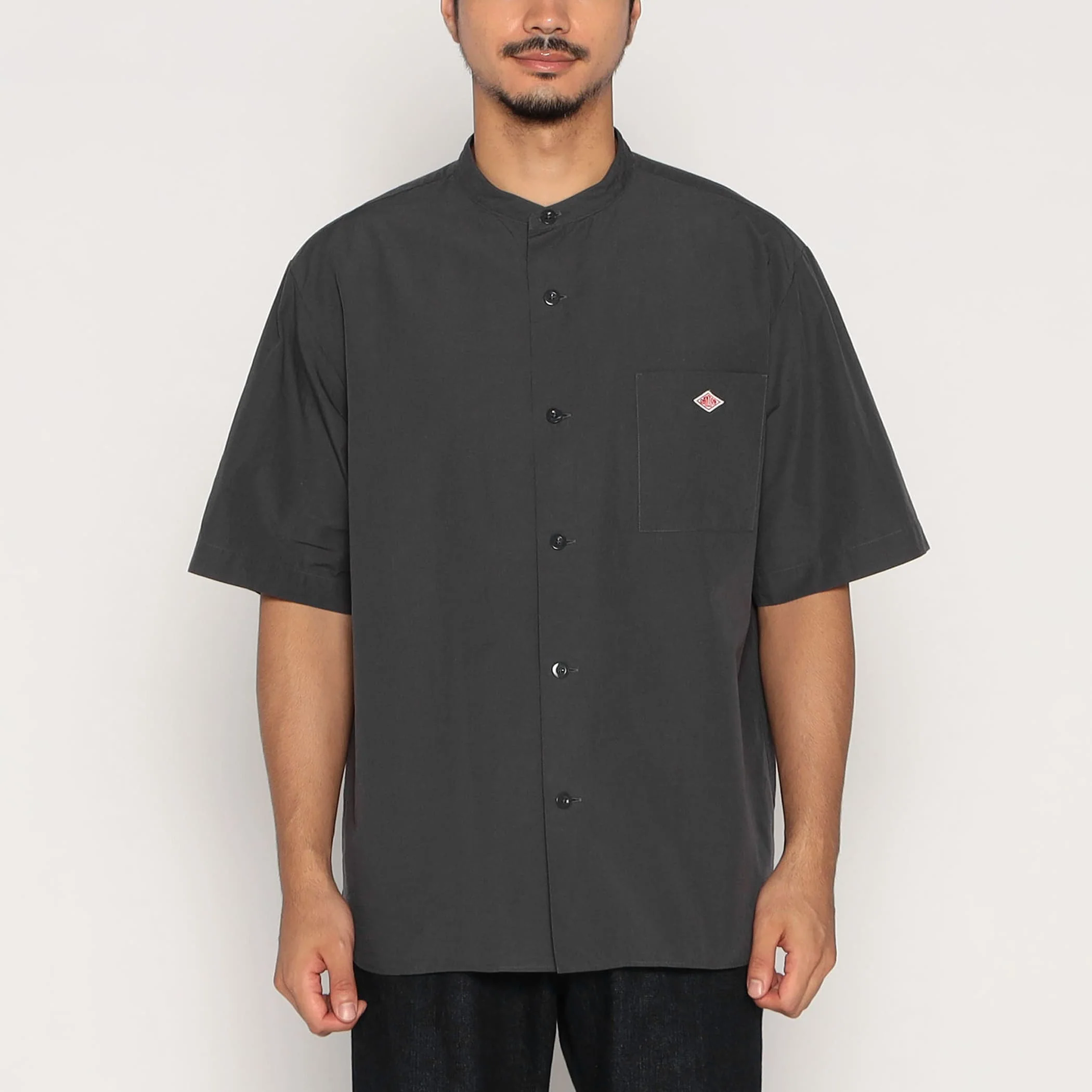 Men's Cotton Linen Short Sleeve Band Collar Shirt - Image 15