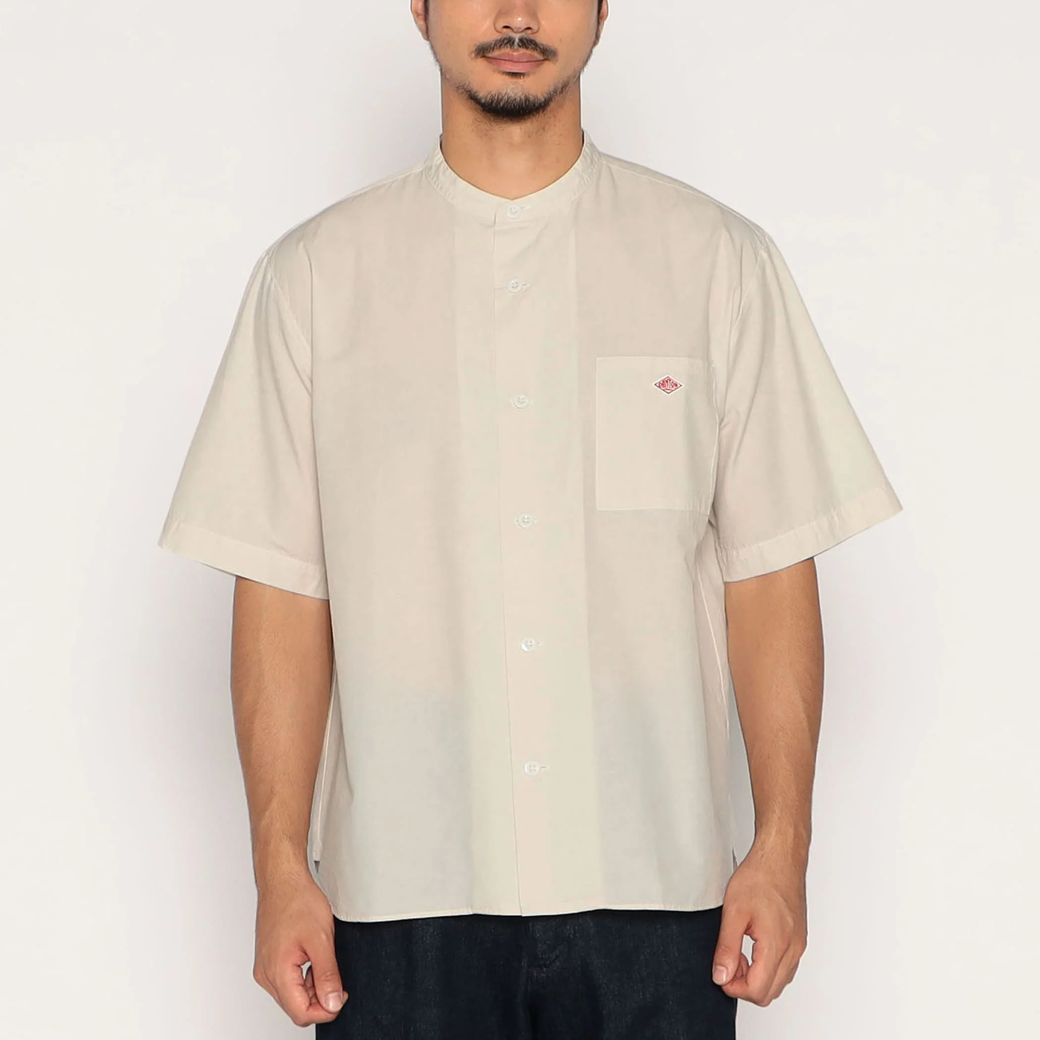 Men's Cotton Linen Short Sleeve Band Collar Shirt - Image 2