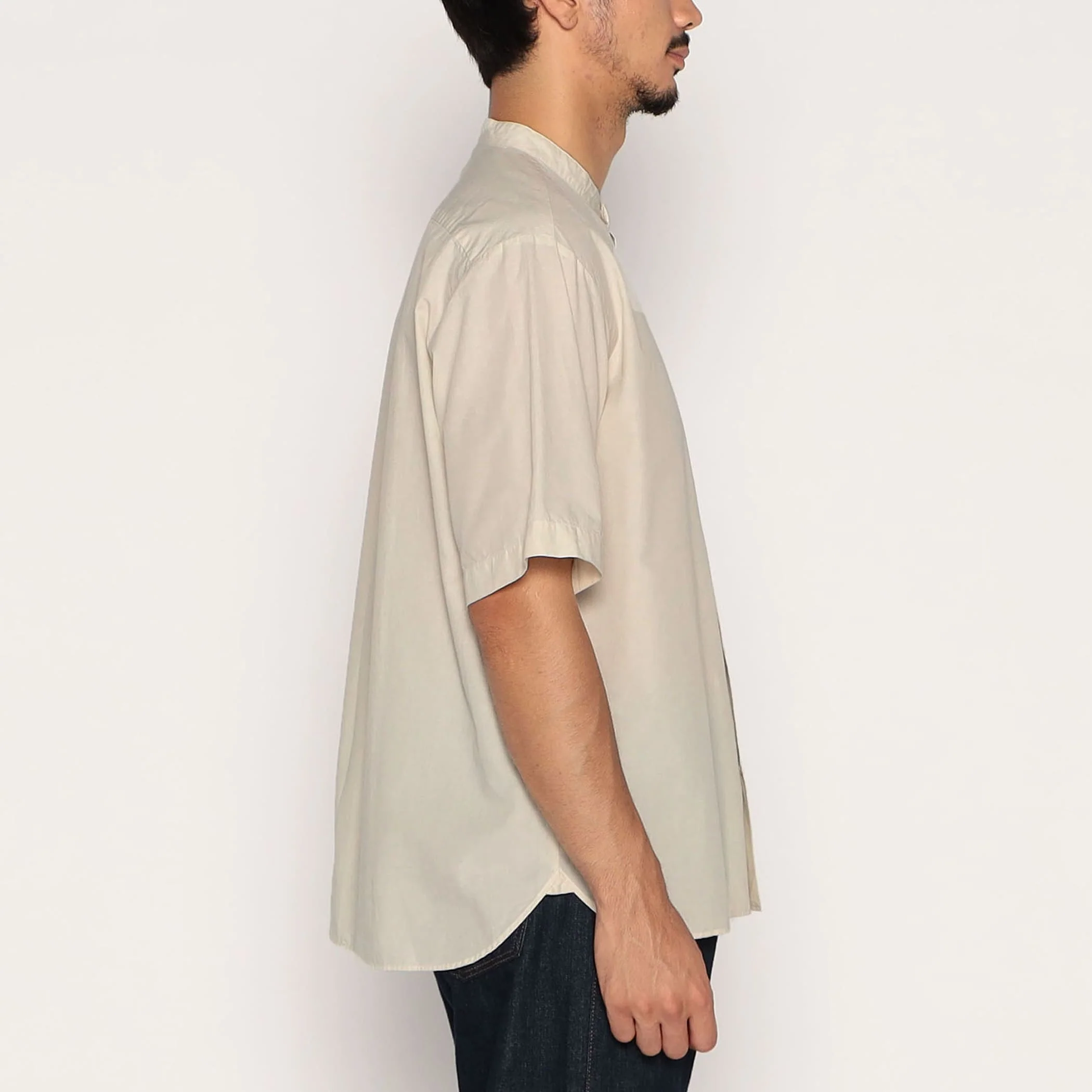 Men's Cotton Linen Short Sleeve Band Collar Shirt - Image 4