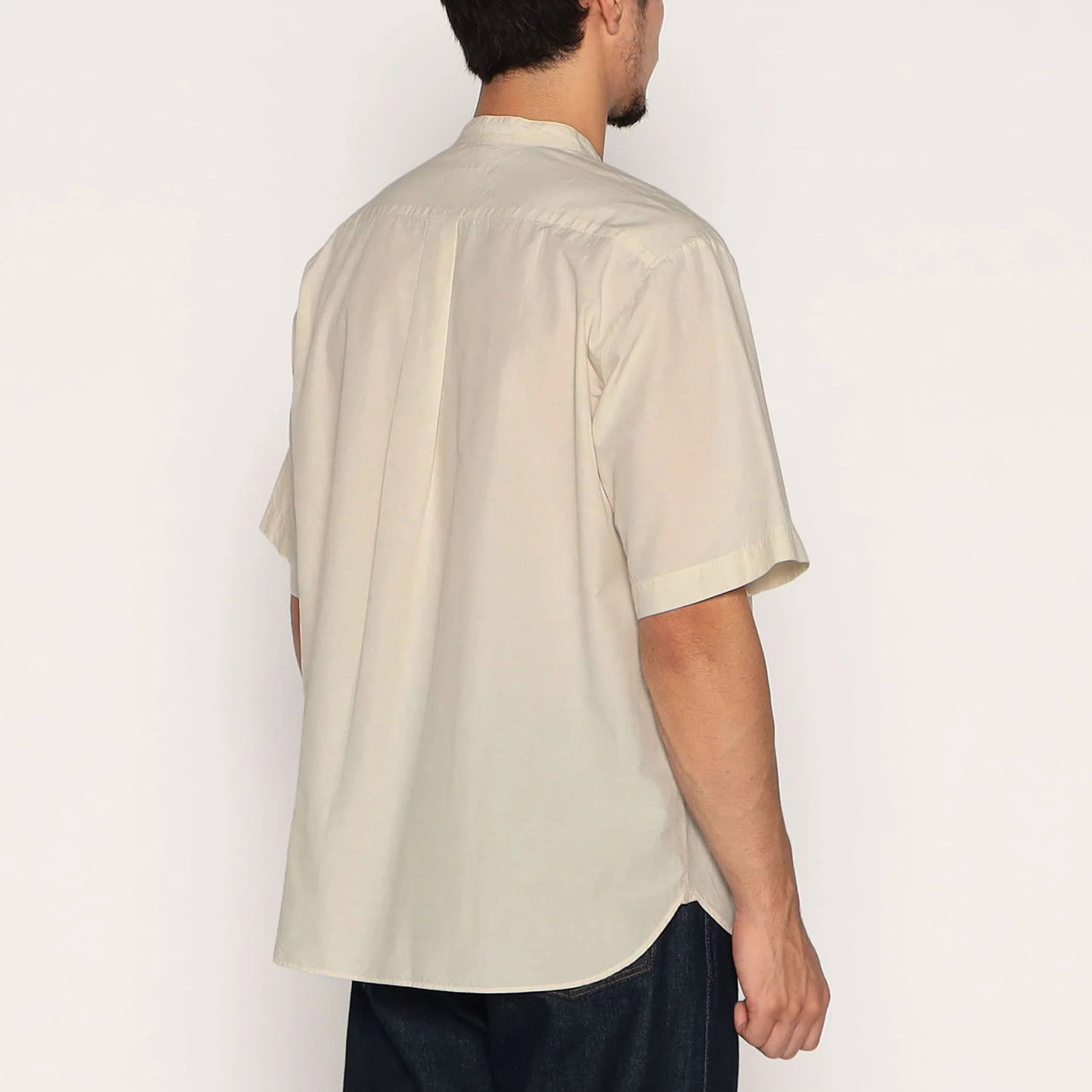 Men's Cotton Linen Short Sleeve Band Collar Shirt - Image 5