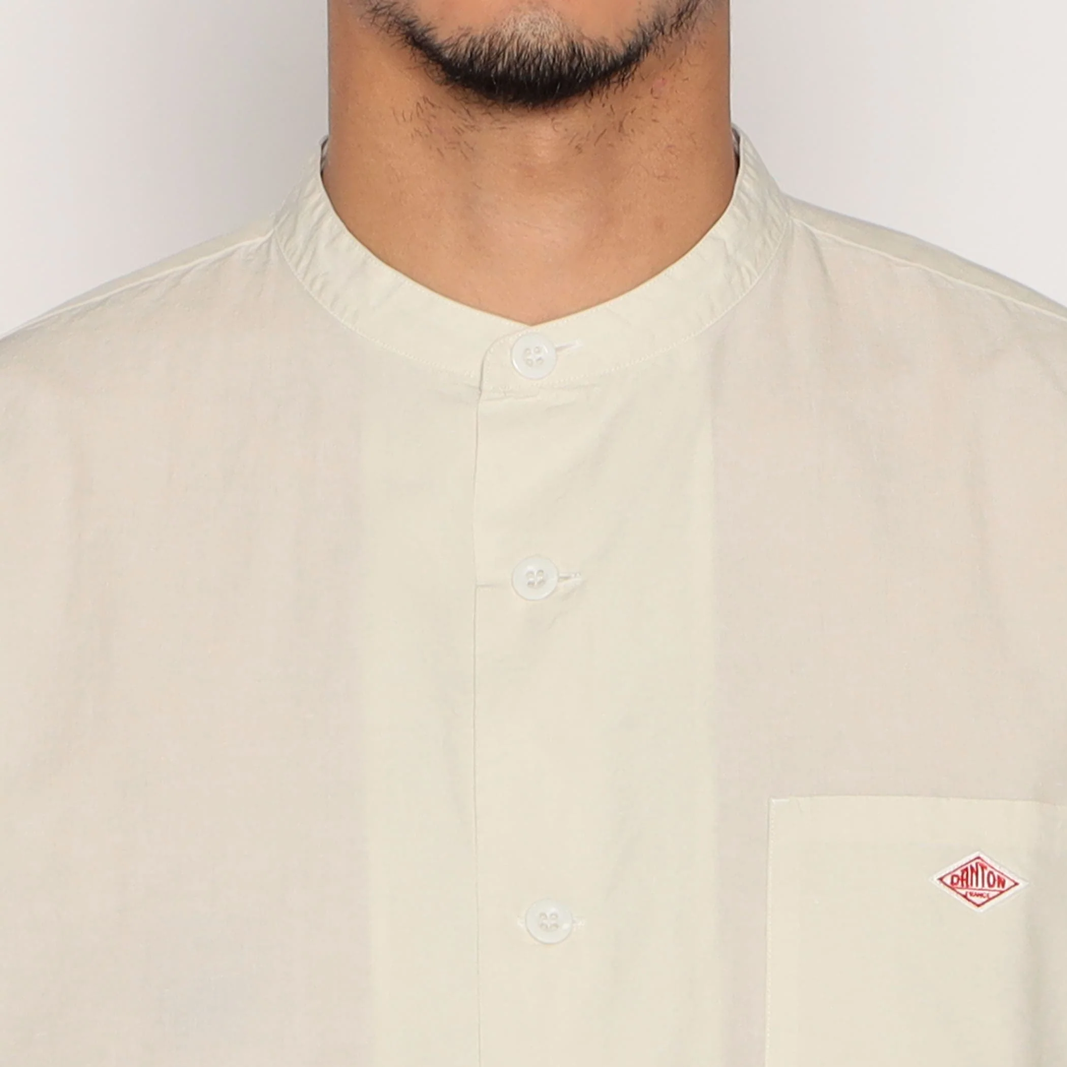Men's Cotton Linen Short Sleeve Band Collar Shirt - Image 7