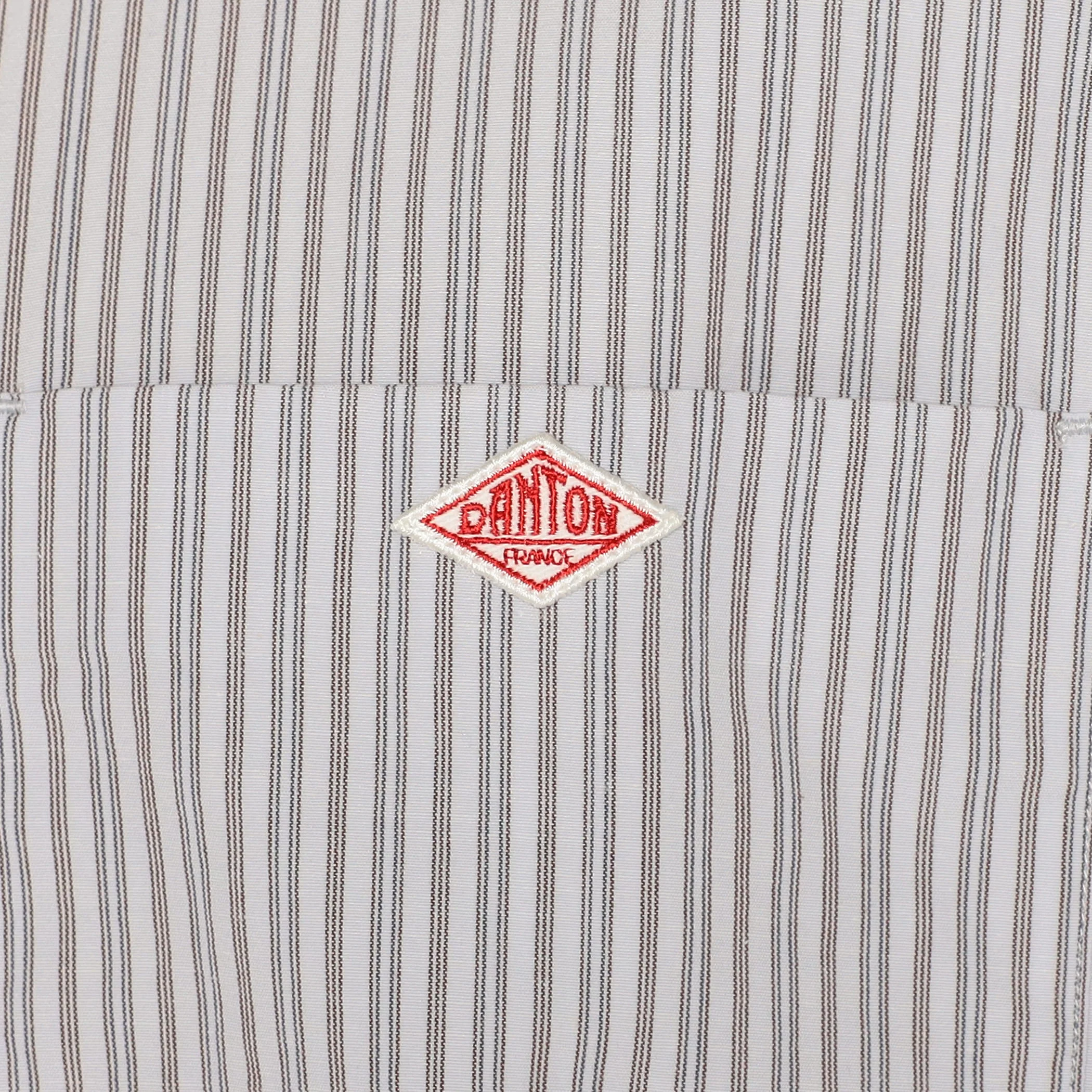Men's Cotton Linen Short Sleeve Band Collar Shirt Stripe - Image 14