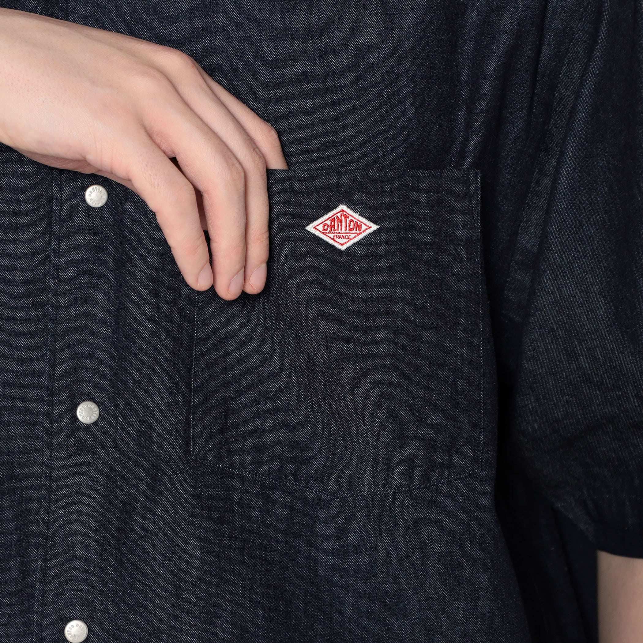 Men's Denim Dungaree Short Sleeve Button-Down Shirt - Image 10