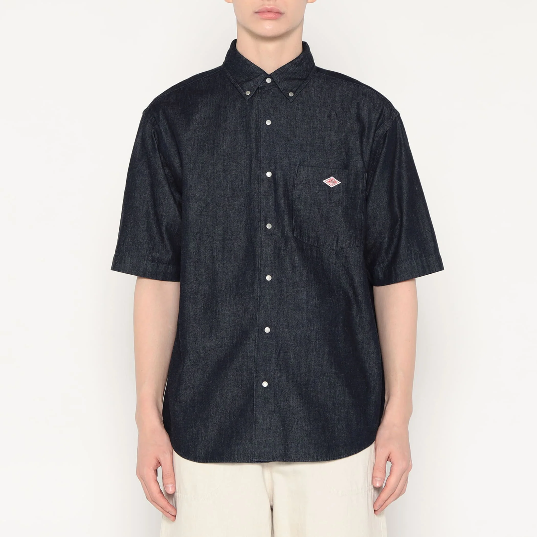 Men's Denim Dungaree Short Sleeve Button-Down Shirt - Image 2