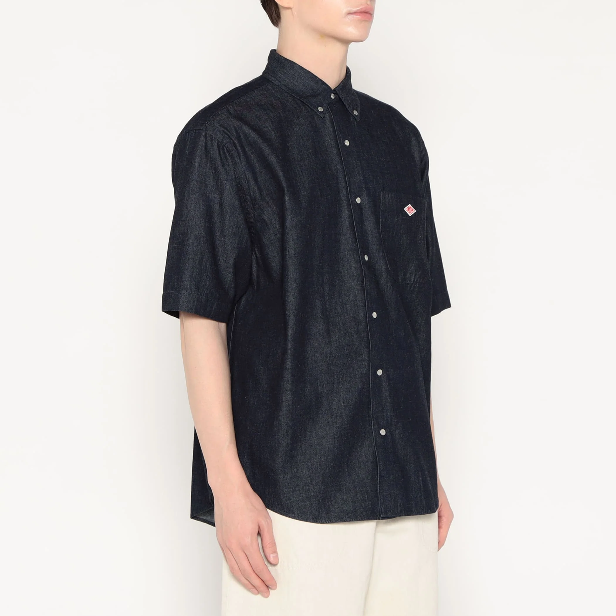 Men's Denim Dungaree Short Sleeve Button-Down Shirt - Image 3