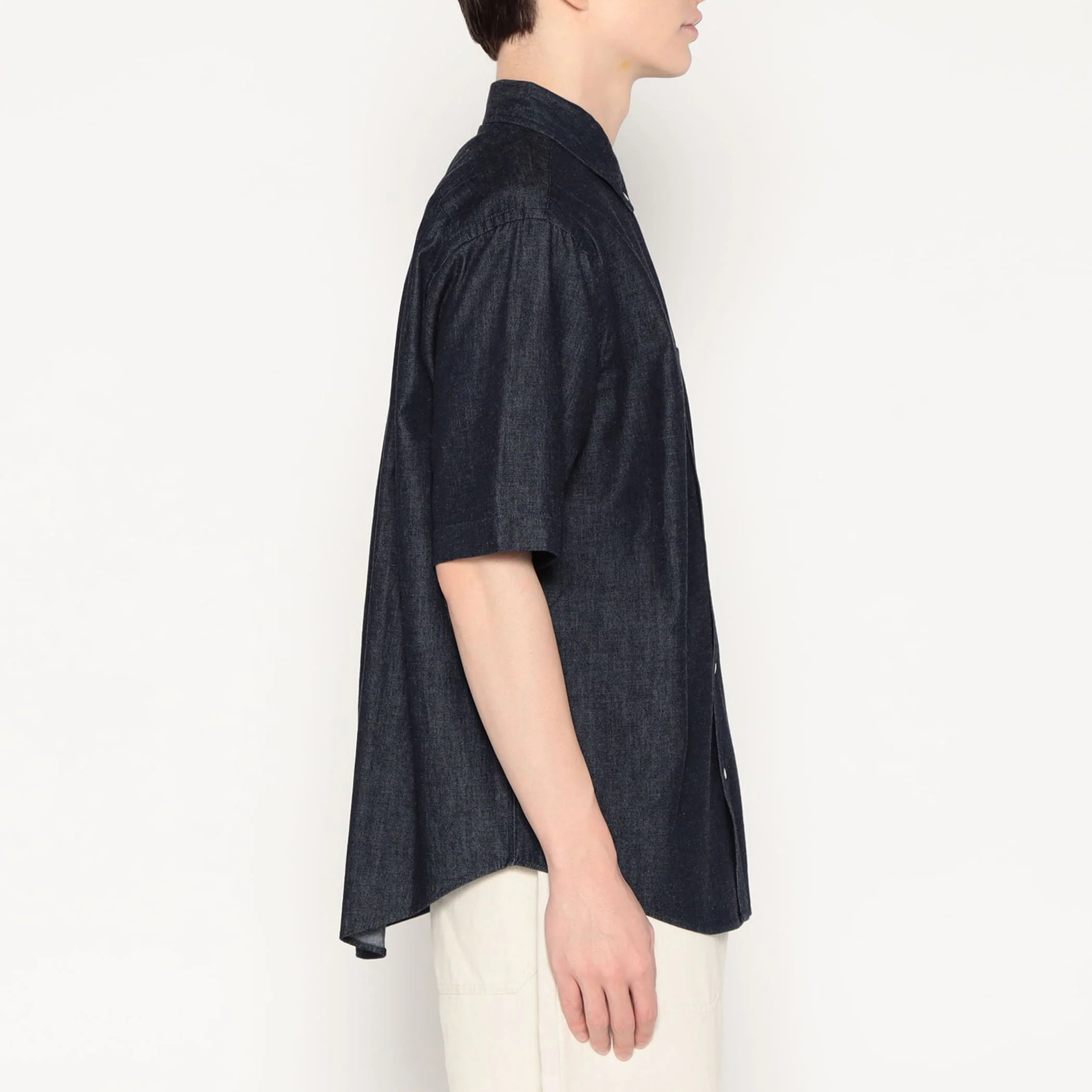Men's Denim Dungaree Short Sleeve Button-Down Shirt - Image 4