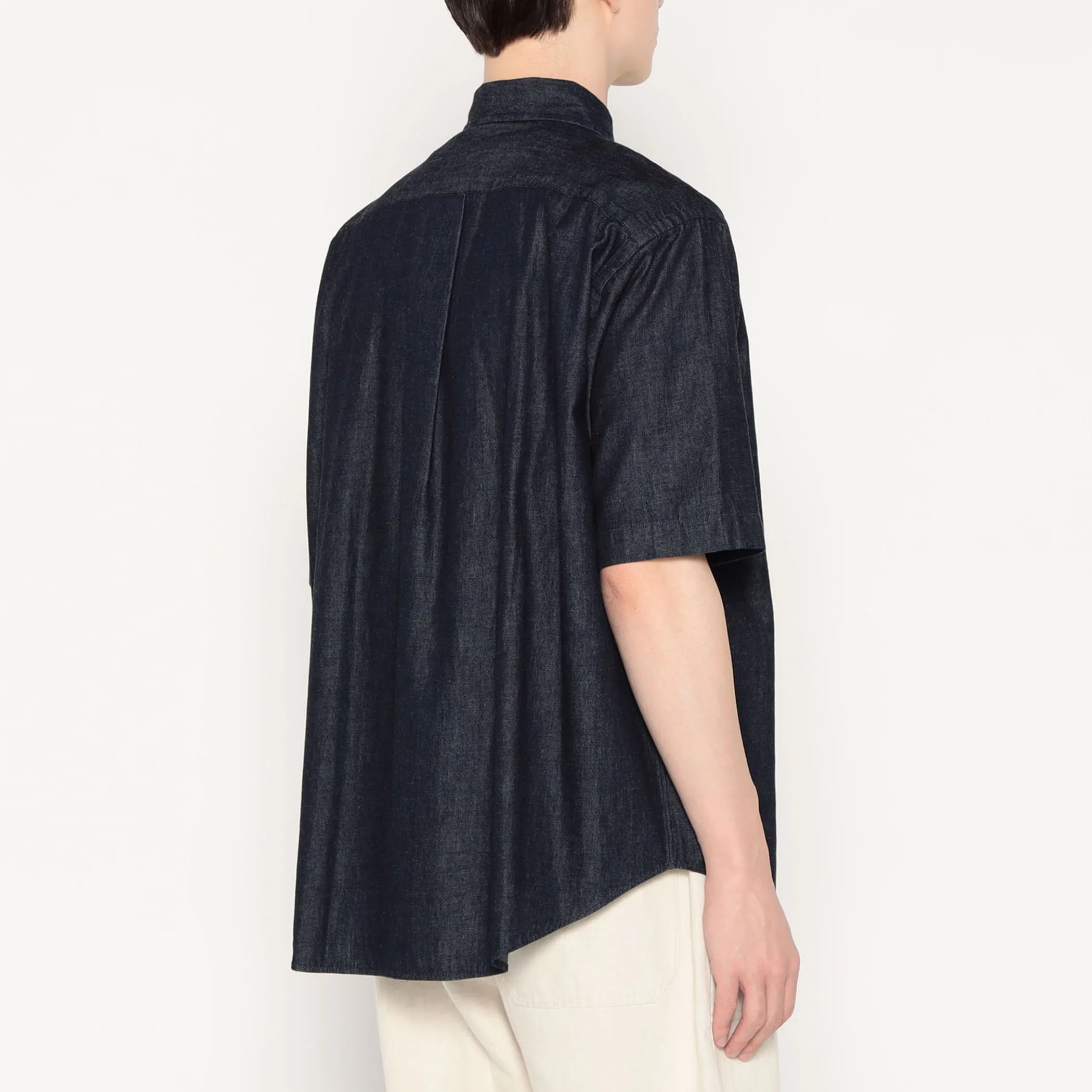 Men's Denim Dungaree Short Sleeve Button-Down Shirt - Image 5