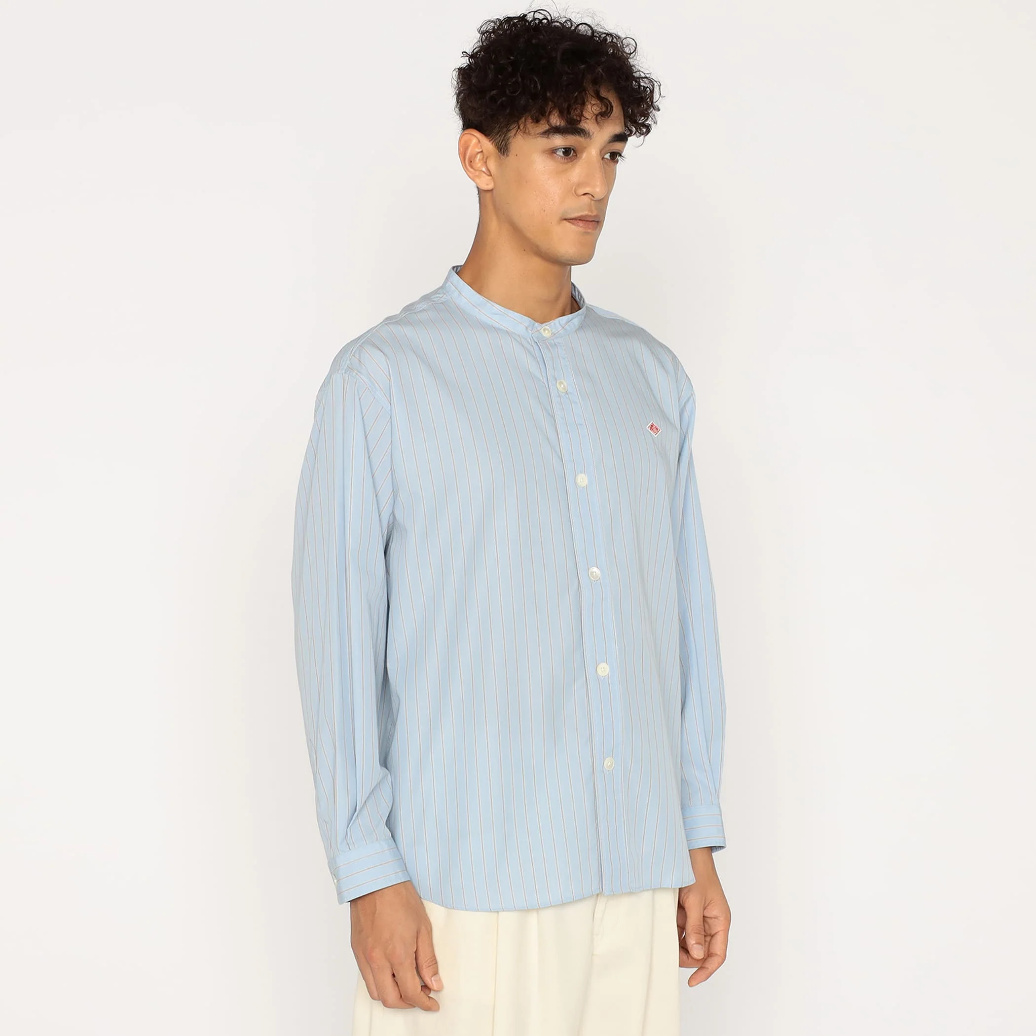 Men's Cotton Poplin Band Collar Shirt - Image 5