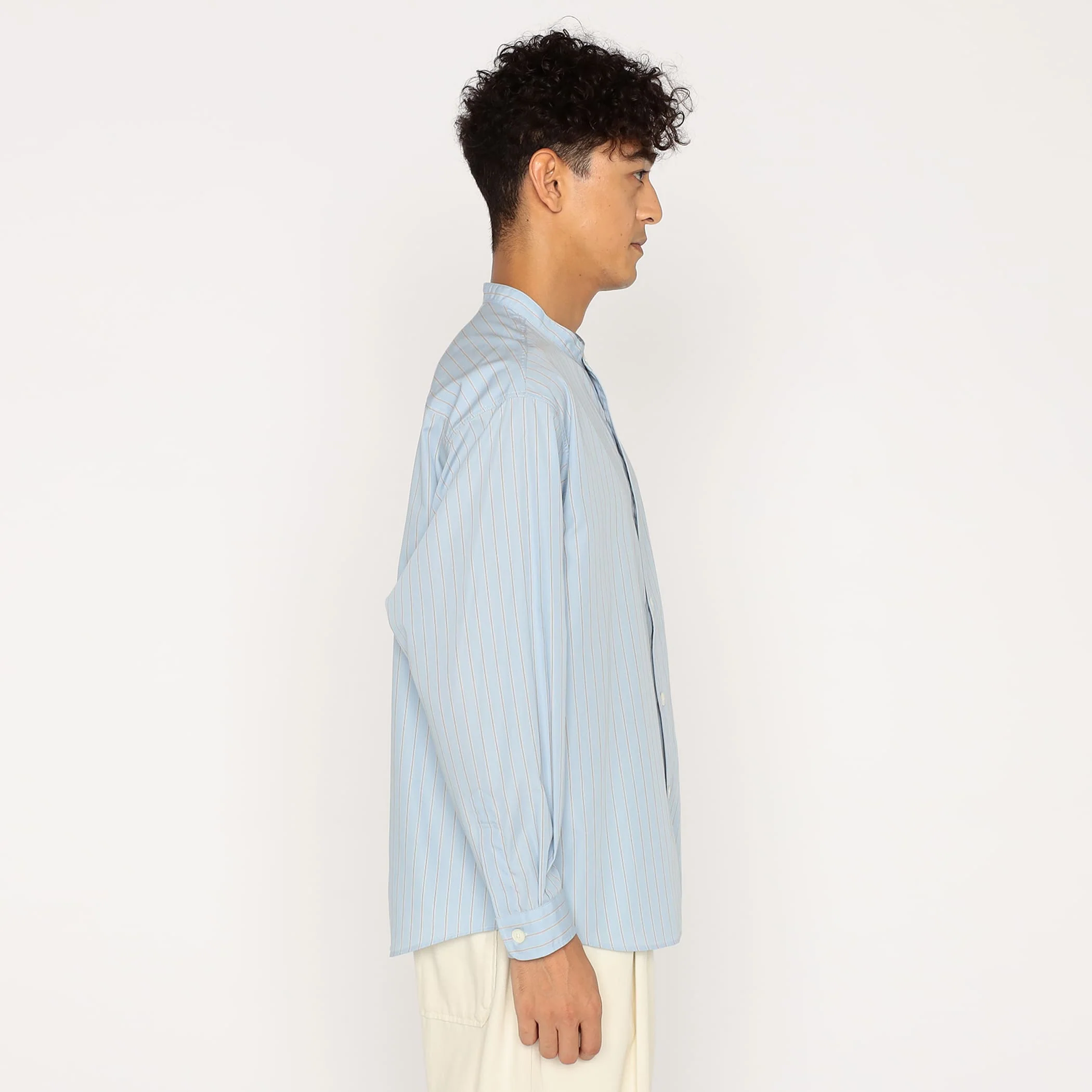Men's Cotton Poplin Band Collar Shirt - Image 6