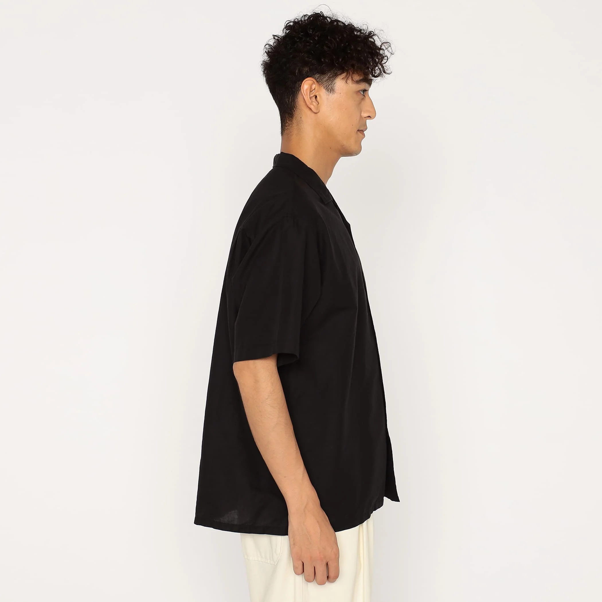 Men's Cotton Linen Slub Open-Collar Shirt - Image 3