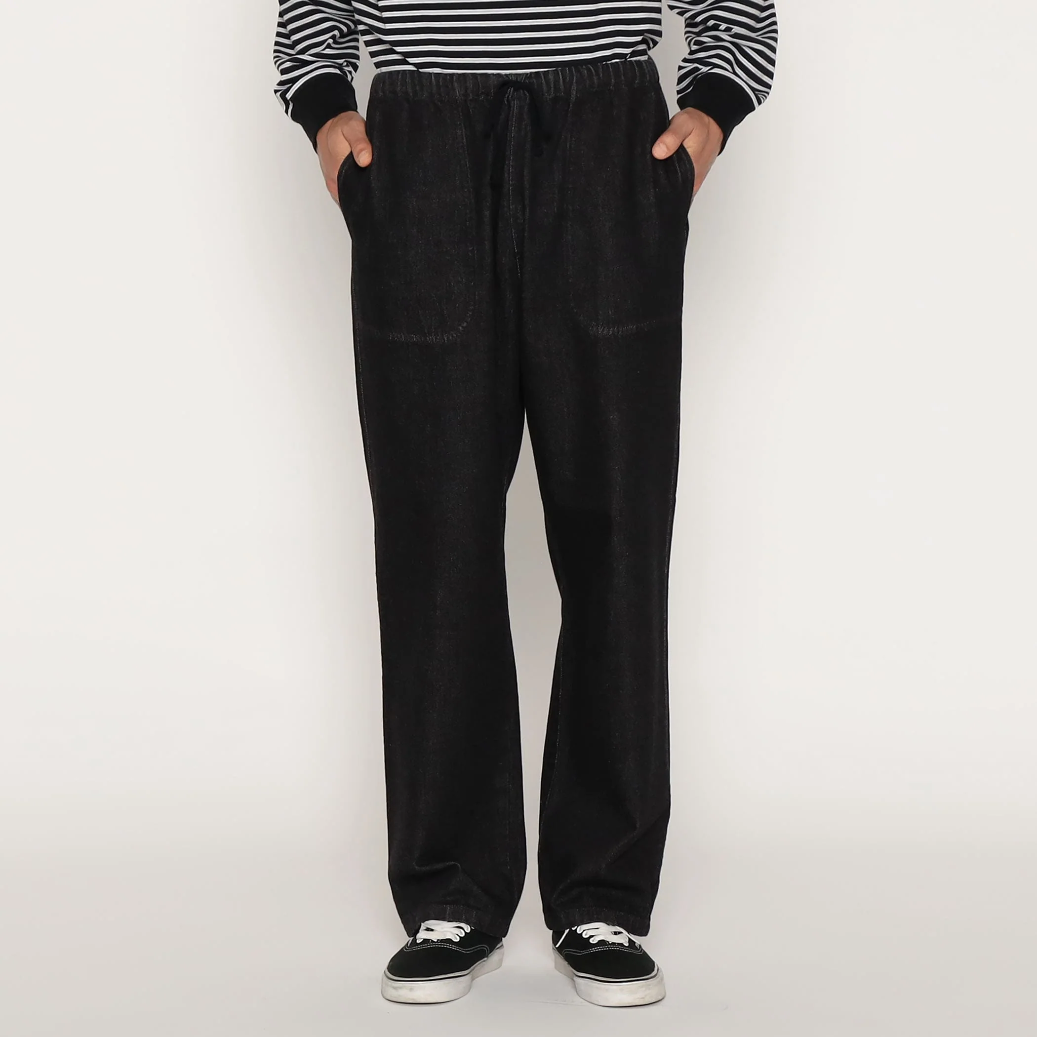 Men's Black Denim Easy Pants - Image 3