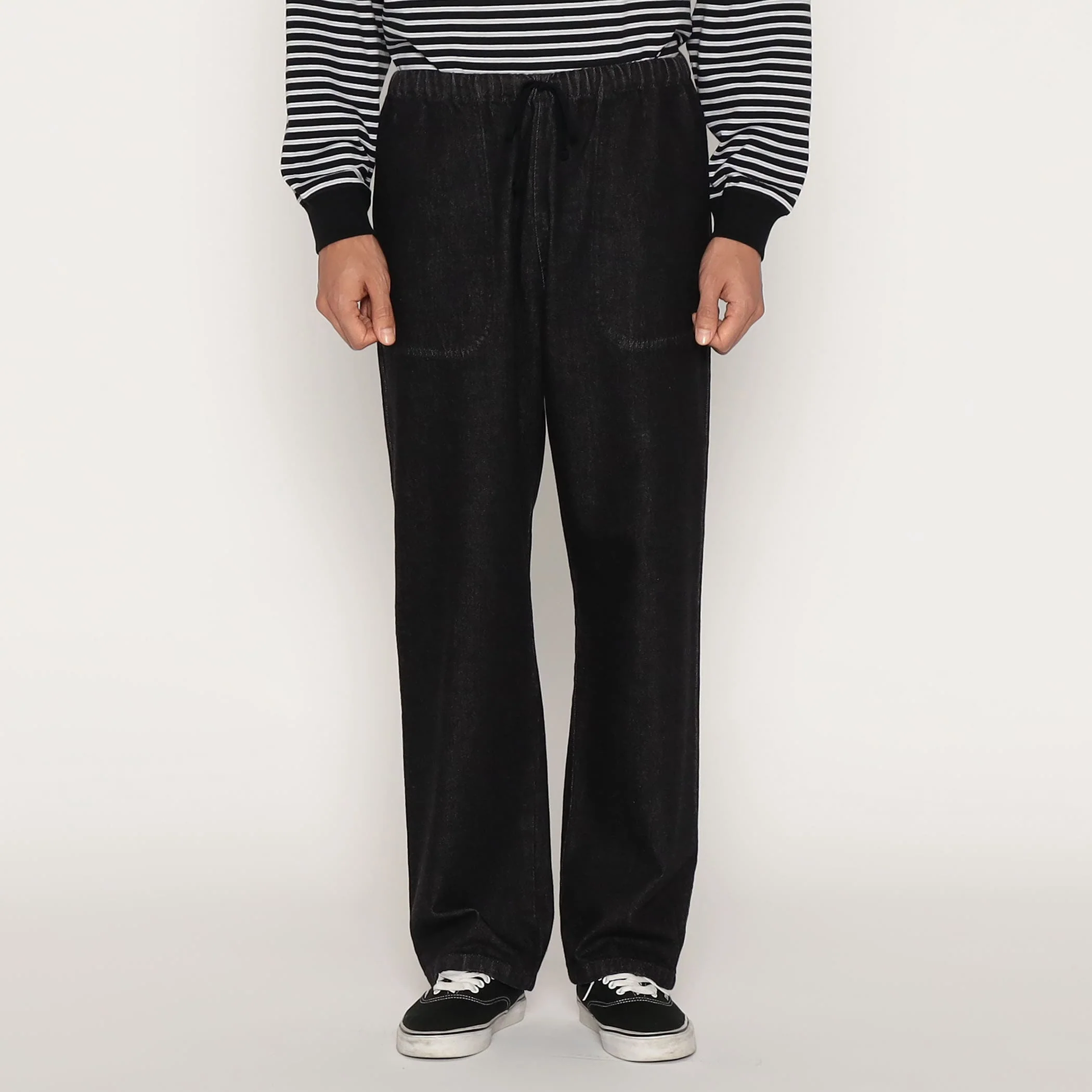 Men's Black Denim Easy Pants - Image 4